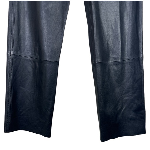 Helmut Lang Black Straight Leg Lamb Leather Pants Women’s Size 0 - Picture 4 of 12